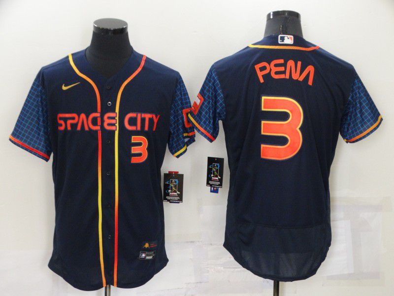 Men Houston Astros #3 Pena Blue City Edition Elite Nike 2022 MLB Jersey